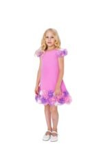 Детска елегантна рокля с цветя от тюл - Image 2