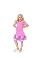 Детска елегантна рокля с цветя от тюл