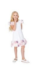 Детска елегантна рокля с цветя от тюл