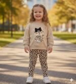 Комплект за момичета с дълъг ръкав с коте