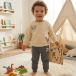 Детски комплект с дълъг ръкав Дино